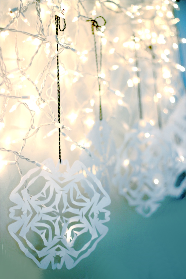 snowflakes and twinkle lights