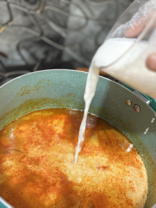 Pour the coconut milk