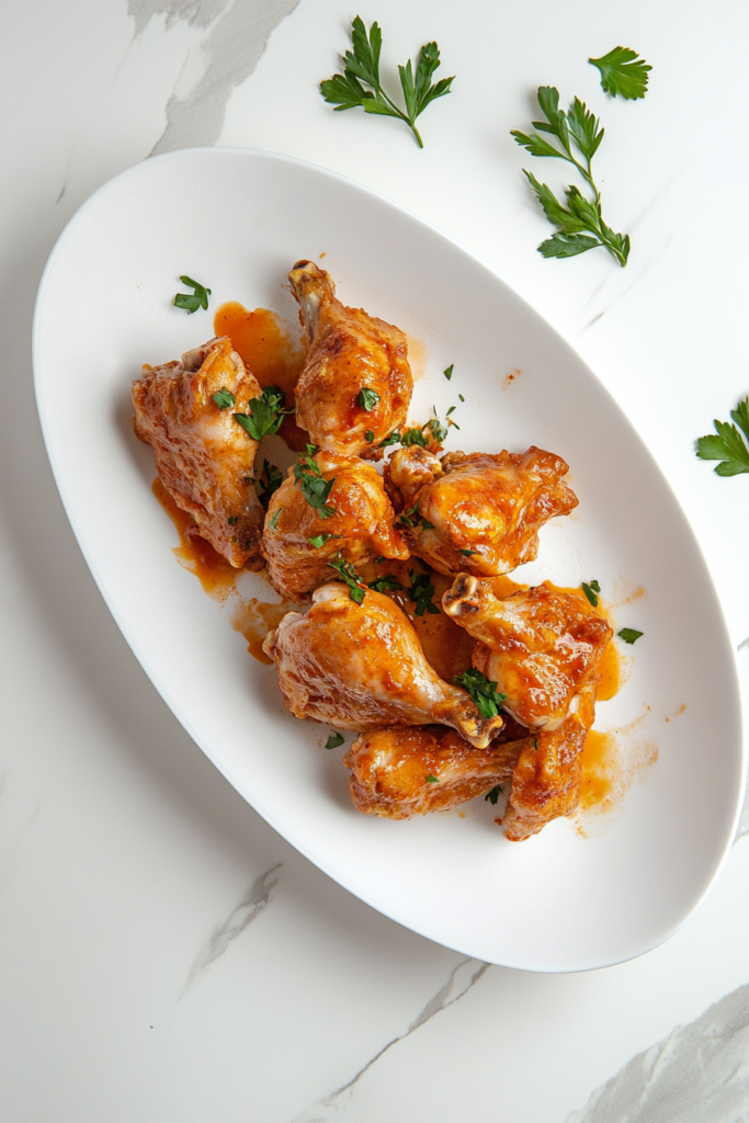 slow-cooker-roast-chicken-served-in-a-white-oval-shape-plate-with-cilantro-on-top