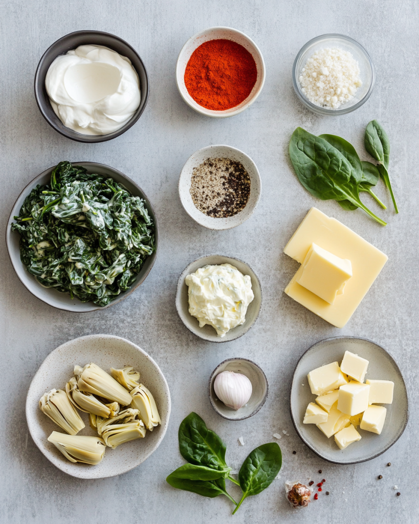Crockpot Spinach Artichoke Dip Ingredients