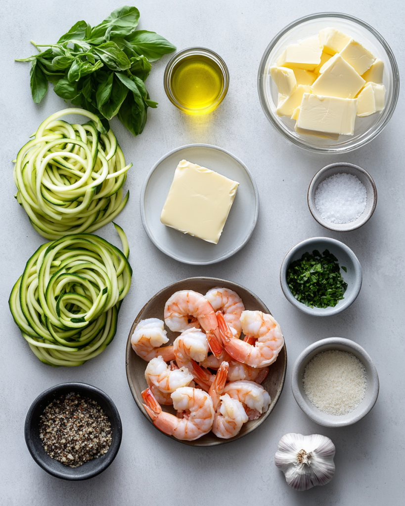 Keto Garlic Butter Shrimp With Zucchini Noodles Recipe Ingredients
