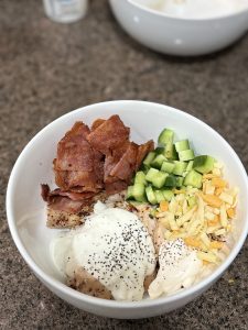 Mixing the Ingredients of Carnivore Chicken Salad