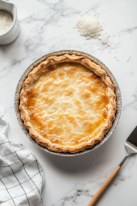 This image shows the removal of baking weights from the pre-baked tart crust before placing it back in the oven for the final bake.