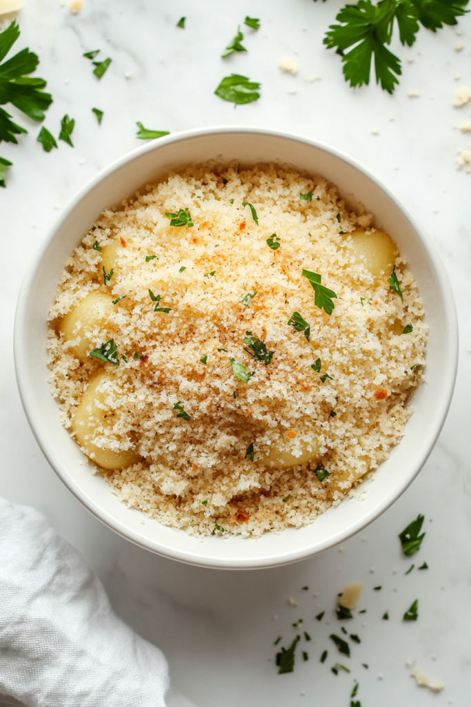 slow-cooker-garlic-parmesan-potatoes-garnished-with-shredded-cheese-and-cilantro-in-a-white-bowl