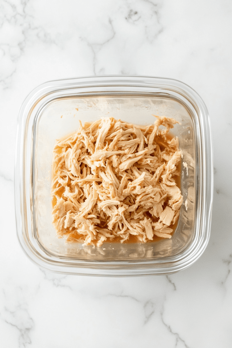 Easiest 2 Ingredient Vegan Chicken Recipe Storing Shredded Vegan Chicken In An Airtight Container 4069896 768x1152 