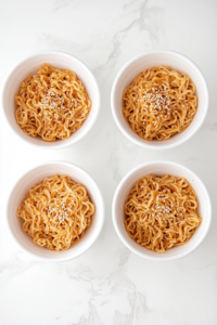 hibachi-noodles-tossed-in-spicy-sauce-served-in-four-bowls-with-white-sesame-2