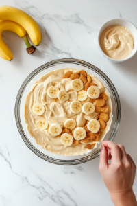 multiple-layers-of-banana-pudding-assembled-in-glass-bowl