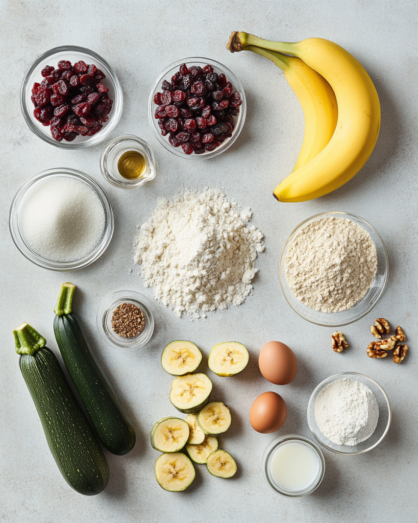Zucchini Banana Bread Recipe Ingredients
