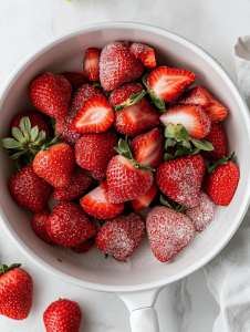 Pour strawberries into a large saucepan