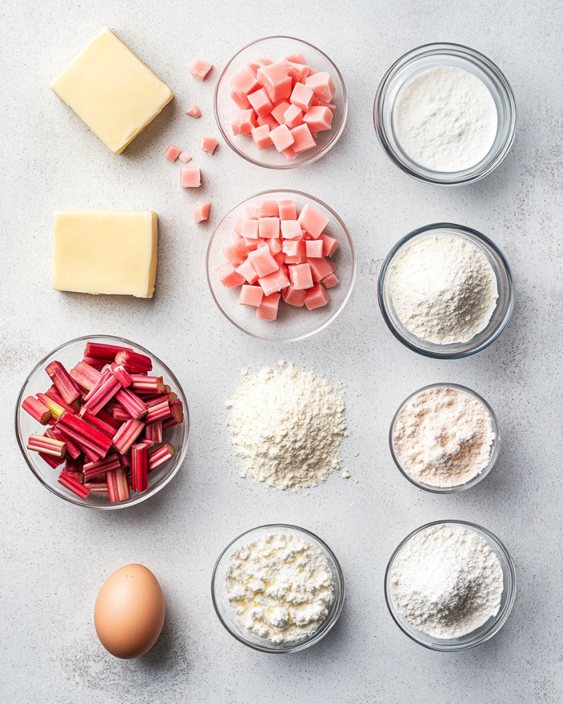 Rhubarb Custard Bars ingredients
