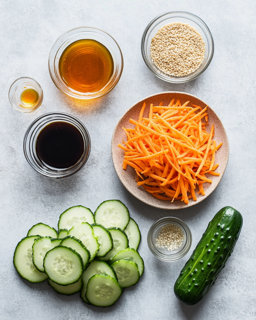 Sesame Carrot Cucumber Salad ingredients