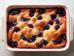 blackberry-cobbler-closeup-on-white-marble-top
