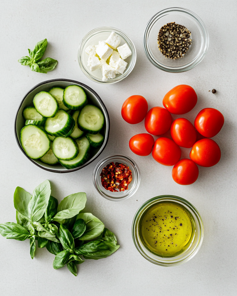 Greek Cucumber Tomato Feta Salad Recipe Ingredients