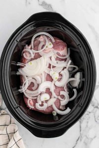 set the pork on onions