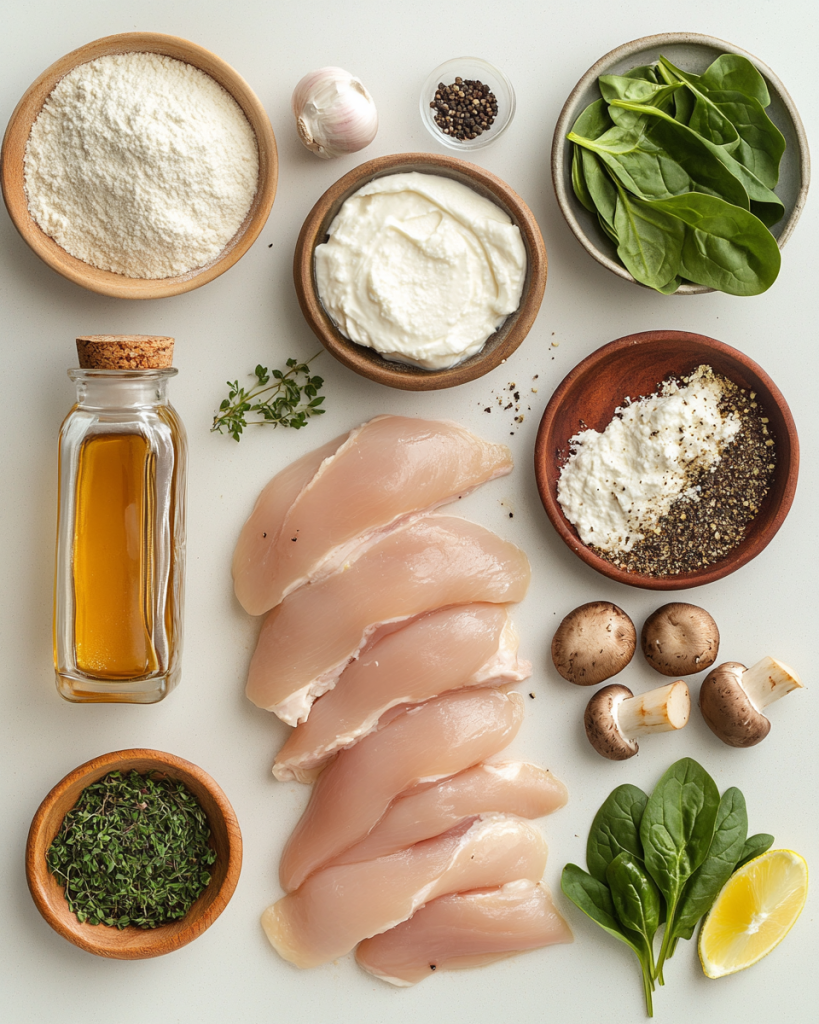 Creamy Mushroom and Spinach Stuffed Chicken Recipe Ingredients