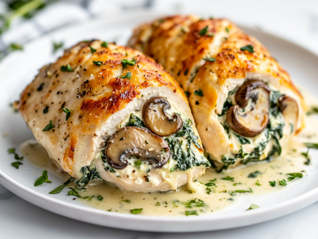 Creamy Mushroom and Spinach Stuffed Chicken Recipe