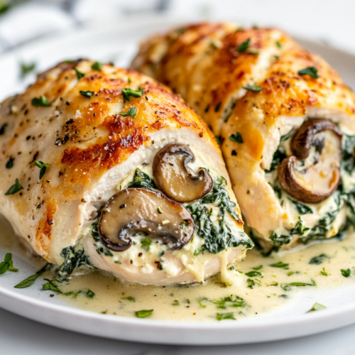 Creamy Mushroom and Spinach Stuffed Chicken Recipe