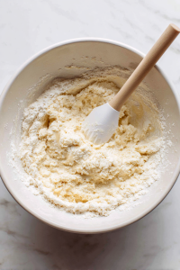 Pour the wet ingredients into the dry ingredients